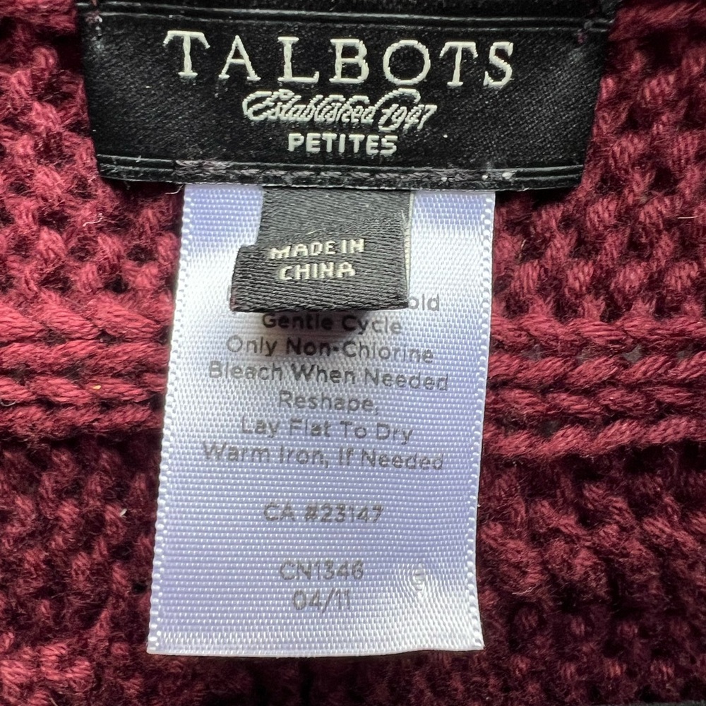 Talbots Cable Knit Cardigan Sweater Sz P - Picture 5 of 9